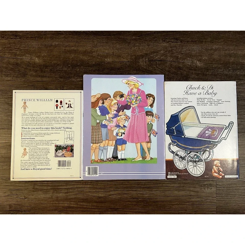 LOT Vintage PRINCESS DIANA Charles PAPER DOLL Books Book FASHION & BABY UNCUT